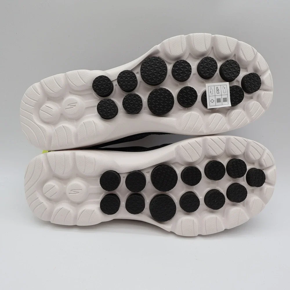 Skechers Go Walk 6 Carice Women 9.5 Black White Textile Slip On Walking Shoes